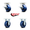 Service Caster 5 Inch Kingpinless Solid Poly Wheel Caster Brakes 2 Rigid, 2PK SCC-KP30S520-SPUR-SLB-2-R-2